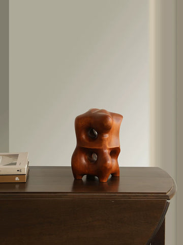 Hartoyo: Classic Reproduction - Exquisite Geometric Solid Wood Sculpture - Vintage-inspired Desktop Ornament
