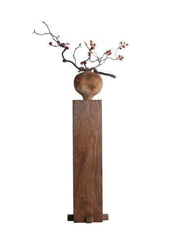 Supershaped Wabi-sabi Style Solid Wood Pier Base Pillar Feng Zheyuan Vase Living Room Entrance Wood Carving Chinoiserie Landscaping Ornaments