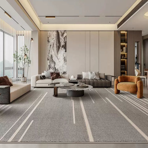 Carpet living room coffee table light luxury high-end modern simple high-end home new black warm color striped short velvet