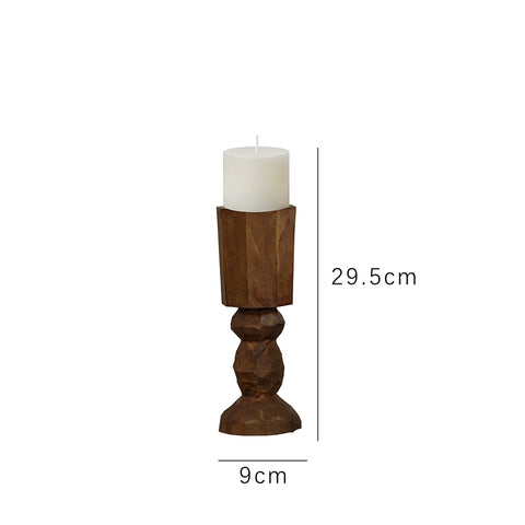 Shape Wabi-sabi Wabi-sabi Carbonized Wood Candlestick Solid Wood Geometric Modeling Candle Cup Candlelight Dinner Table Ornament