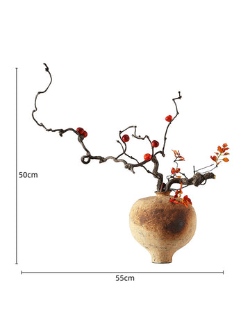 Shape Wabi-sabi Wind Floral Art Feng Zheyuan Retro Rough Ceramic Small Foot Vase Japanese Flower Ware Decorative Ornament Pottery Pot