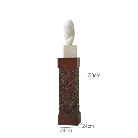 Solid Wood Pier Flower Stand Base Sculpture Artwork Ornament B & B Hotel Floor-to-ceiling Entrance Decorative Table Pillar