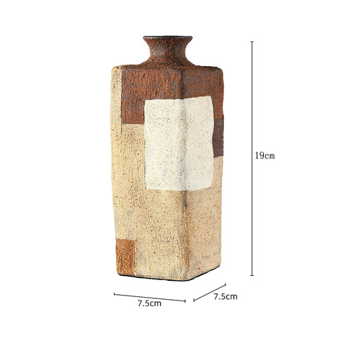 Shape Feng Zheyuan Thick Ceramic Vase Japanese Tea Room Ornament Living Room Flower Arrangement Home Wabi Sabi Zen Decoration