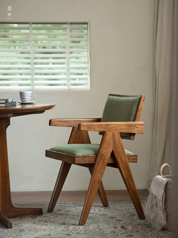 Wood | Chandigarh Chair\ Wabi Sand Chinese Antique Indonesian Teak Armrest Dining Chair Homestay Designer Desk Chair