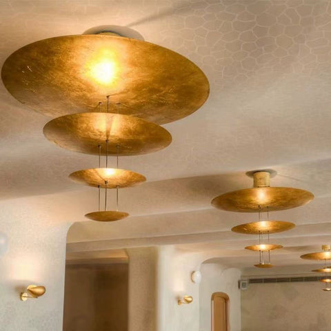 Italian Modern Light Luxury Restaurant Living Room Villa Overhanging Gold Leaf Chandelier