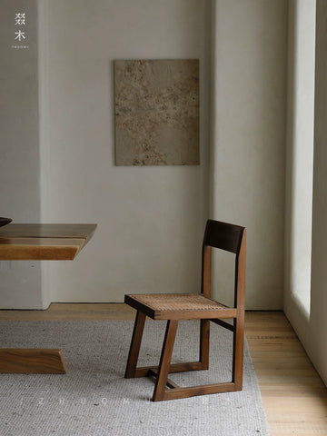 Wood/Chandigarh Chair | PJ Chair Japanese Wabi Sansan Medieval Style Furniture Solid Wood Rattan Backrest Dining Chair