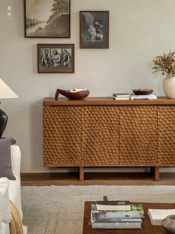 Teak Sideboard\Vintage-Style Indonesian Imported Solid Wood Living Room Wall-Mounted Storage Cabinet