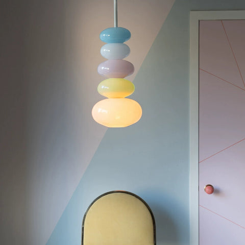 Colored Candy Gourd Restaurant Chandelier, Nordic Bar Children's Room Internet Celebrity Bedroom Bedside Glass Chandelier