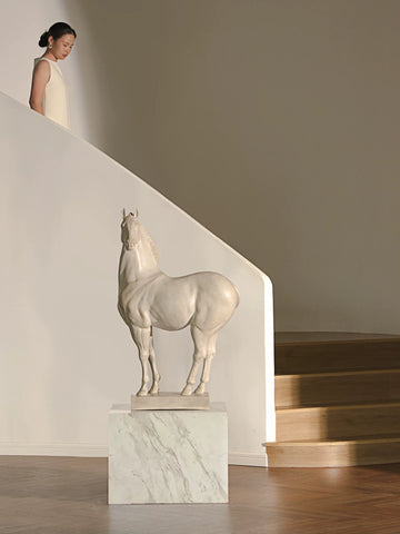 Upholstered Sculpture Bring in Wealth and Treasure Transfer White Horse Condensed New Chinoiserie Chinese Ancient Style Hotel Lobby Company Entrance Decoration