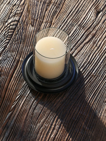 Shaped Large Wabi Candlestick Solid Wood Glass Cover Multi-core Candle French Restaurant Wedding Romantic Atmosphere Ornament
