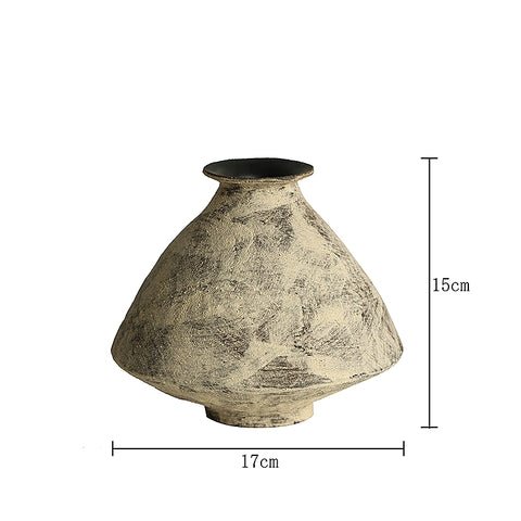 Shaped Ceramic Vase Cosmetic Soil Japanese Tea Room Display Wabi Sandy Retro Flower Utensils, Home Ornaments
