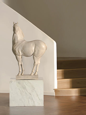 Upholstered Sculpture Bring in Wealth and Treasure Transfer White Horse Condensed New Chinoiserie Chinese Ancient Style Hotel Lobby Company Entrance Decoration