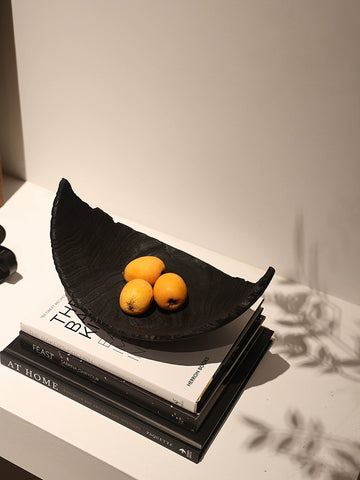 Wabi-sabi Wind Carbonized Wood Fruit Plate Japanese-style Homestay Home Tea Room Snack Storage Incomplete Wooden Desktop Decoration Ornament
