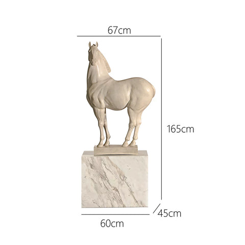 Upholstered Sculpture Bring in Wealth and Treasure Transfer White Horse Condensed New Chinoiserie Chinese Ancient Style Hotel Lobby Company Entrance Decoration