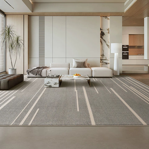 Carpet living room coffee table light luxury high-end modern simple high-end home new black warm color striped short velvet