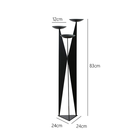 Medium-ancient Style Wrought Iron Candlestick Three-end Floor-to-ceiling Living Room, Homestay Tea, Sense of Space Atmosphere, Entrance Wabi-sabi Ornament