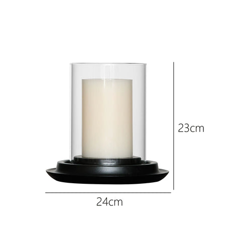 Shaped Large Wabi Candlestick Solid Wood Glass Cover Multi-core Candle French Restaurant Wedding Romantic Atmosphere Ornament