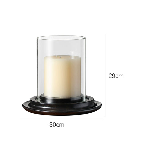 Shaped Large Wabi Candlestick Solid Wood Glass Cover Multi-core Candle French Restaurant Wedding Romantic Atmosphere Ornament