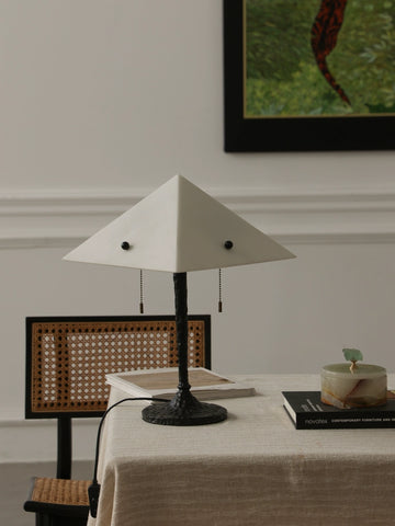 Shaped Living Room Imitation Luxury Stone Table Lamp Hand-cast Copper Tie Rod Retro Bedroom Study Niche Personalized Atmosphere Light Ornament