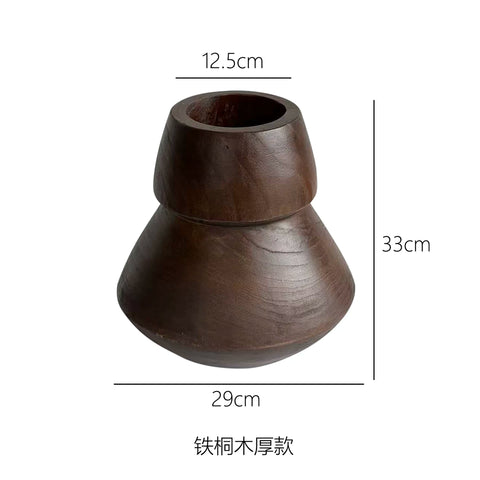 Supershaped Medieval Solid Wood Vase, Wabi-sabi Style Living Room Desktop Antique Copper Fruit Plate Decoration, Hanging Painting Ornaments