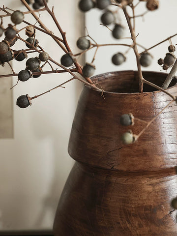 Supershaped Medieval Solid Wood Vase, Wabi-sabi Style Living Room Desktop Antique Copper Fruit Plate Decoration, Hanging Painting Ornaments
