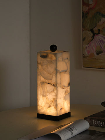 Natural Marble Table Lamp French Italian Style Living Room Study Bedroom Simple Designer Luxury Stone Marble Table Lamp