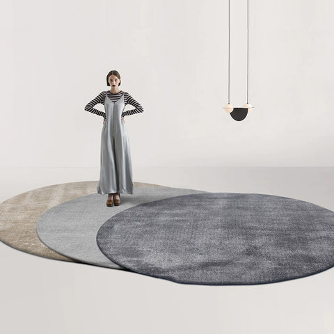 Solid Color Round Carpet Light Luxury Home Living Room Bedroom Bedside Blanket Study Balcony Khaki Gray Thickened Can Be Customized