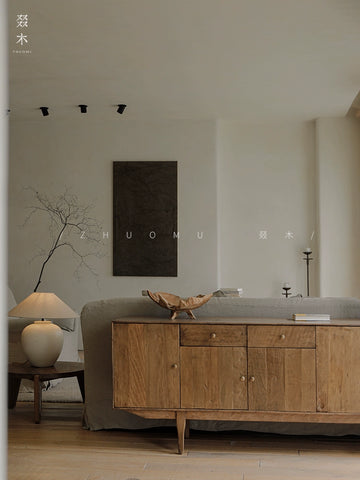 Upcycled Wood | Vintage Sideboard, TV Cabinet, Solid Wood Storage Unit, Tea Cabinet in Japanese Wabi-Sabi Style