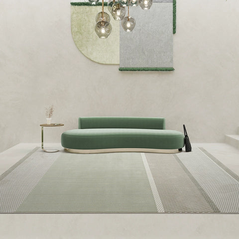 Cream Wind Carpet Living Room Green Coffee Table Blanket Geometric Pattern Modern Simple High-grade Light Luxury Short Hair Blended Blanket Surface