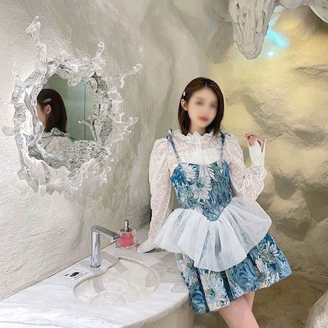 Internet Celebrity Water Drop Rui Water Mirror Living Room Porch Decoration Dream Bedroom Bathroom Water Flower Dressing Mirror Ambient Wall Lamp