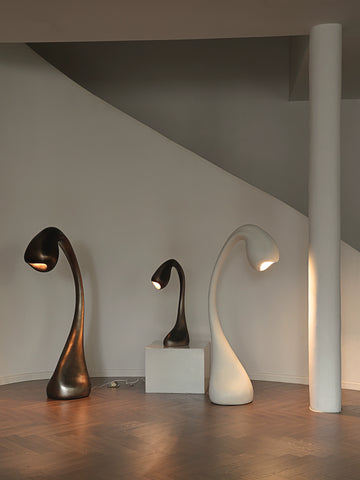 Shape French Bud Sculpture Floor Lamp FRP Stepless Dimming Living Room Bedroom Natural Growth Ambient Light