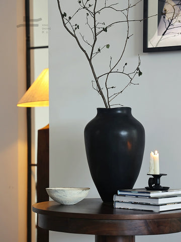 Shape French Medieval Nanyang Style Ceramic Vase Home Decoration Porch Hydroponic Black and White Retro Flower Ornament