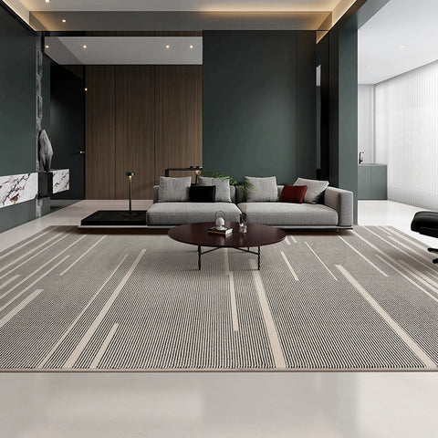Carpet living room coffee table light luxury high-end modern simple high-end home new black warm color striped short velvet