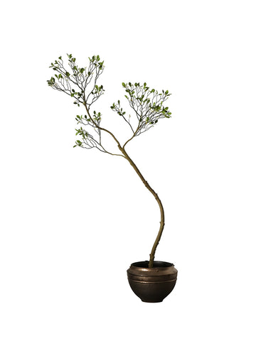 Shape on The Wabi, Wind Shine Mountain White Simulation Green Plant Tea Room Guest Dining Room Bonsai Rust Ceramic Vase Living Room Ornament