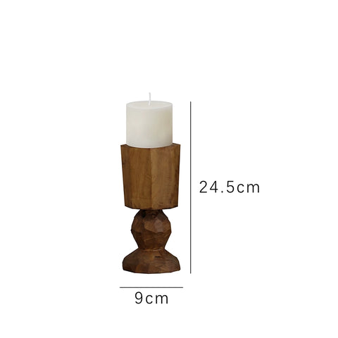Shape Wabi-sabi Wabi-sabi Carbonized Wood Candlestick Solid Wood Geometric Modeling Candle Cup Candlelight Dinner Table Ornament