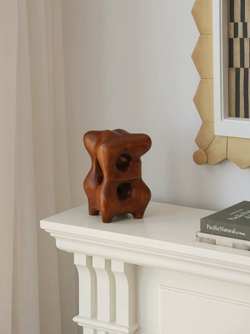 Hartoyo: Classic Reproduction - Exquisite Geometric Solid Wood Sculpture - Vintage-inspired Desktop Ornament