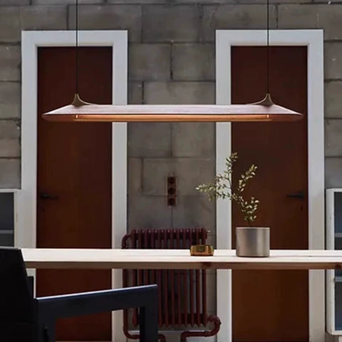 Nordic Log Style Simple Restaurant Bar Chandelier LED Office Tea Room Wabi Sandy Wind Japanese Creative Strip Light