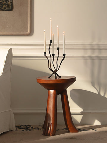 Shaped French Medieval Style Branch-shaped Multi-head Candlestick Black Retro Cast Iron Art Candlelight Atmosphere Ornament
