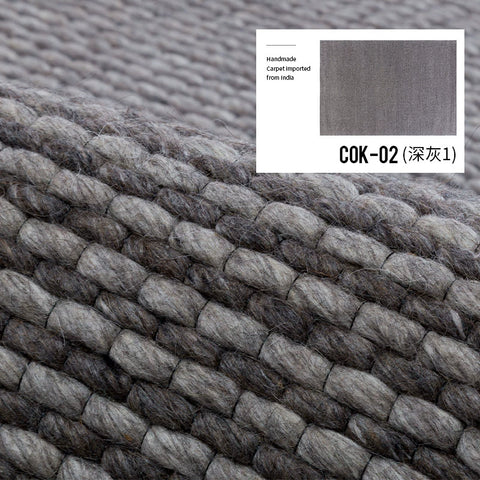 Imported Carpet Living Room Bedroom Wool Simple Light Luxury High-end Solid Color India Pure Hand-woven Blend