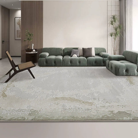 Cream Wind Carpet Living Room Green Coffee Table Blanket Geometric Pattern Modern Simple High-grade Light Luxury Short Hair Blended Blanket Surface