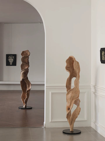 "formal Original" "muyu·flowing" Wood Carving Ornaments Floor-standing Decorative Sales Office Entrance Sculpture Artwork