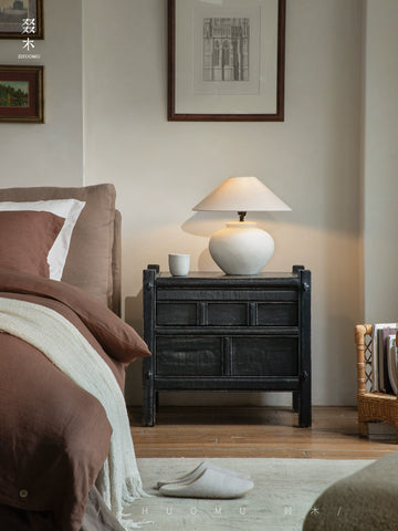 Old Wood Renovation Japanese-Style Wabi Sanfeng Homestay Weathered Wood Bedside Table Make Old Color Living Room Solid Wood Side Cabinet