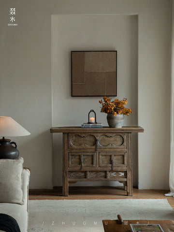 Wood/Chinese Old Cabinet Restoration | Antique Carved Cabinet Recycling Folk Old Cabinet Classical Ming and Qing Dynasty Classic Cabinet