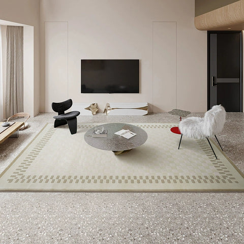 Super Soft Carpet Living Room Nordic Light Luxury Premium Simple Bedroom Bedside Blanket Chessboard Light Green Blend