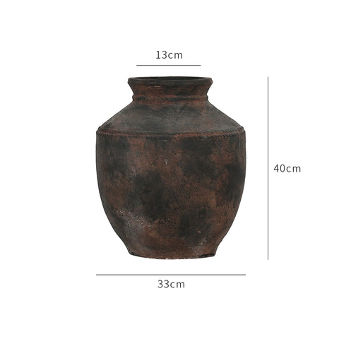 Shape Export Retro Vase French Coarse Pottery Niche Texture Ornament Medium Antique Big Brand Flower Ware Living Room Decoration