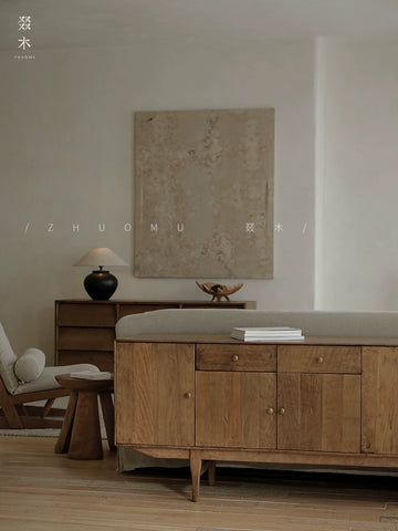 Upcycled Wood | Vintage Sideboard, TV Cabinet, Solid Wood Storage Unit, Tea Cabinet in Japanese Wabi-Sabi Style