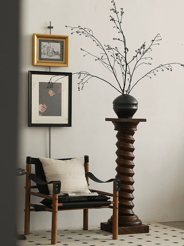 Spiral Wood Base Charles French Sculpture Table Column Floor To Make Old Wabi-sabi Art Decorative Column Ornament