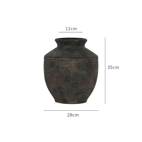 Shape Export Retro Vase French Coarse Pottery Niche Texture Ornament Medium Antique Big Brand Flower Ware Living Room Decoration