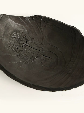 Shaped Wabi-sabi Wind Carbonized Wood Fruit Plate Black Japanese-style Home Living Room Bogu Frame Solid Wood Decoration Ornament