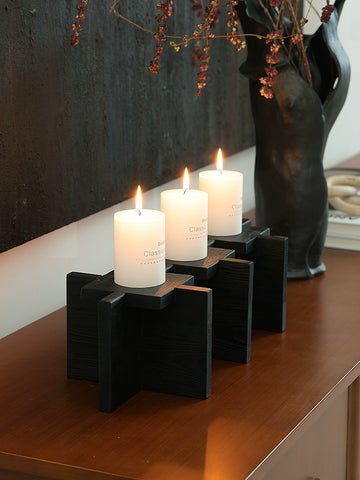 Charcoal Wood on The Shape, Black Candlestick, Ceramic Vase, Flower Arrangement, Living Room Entrance, Antique Home Decoration Pendulum